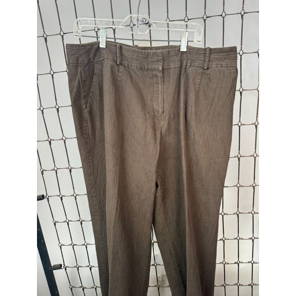 Larry Levine Womens Stretch Pants 16W Brown Cotton Blend Made In Cambodia - Picture 15 of 16